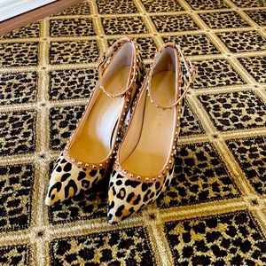 Ivanka Trump leopard ankle strap pumps